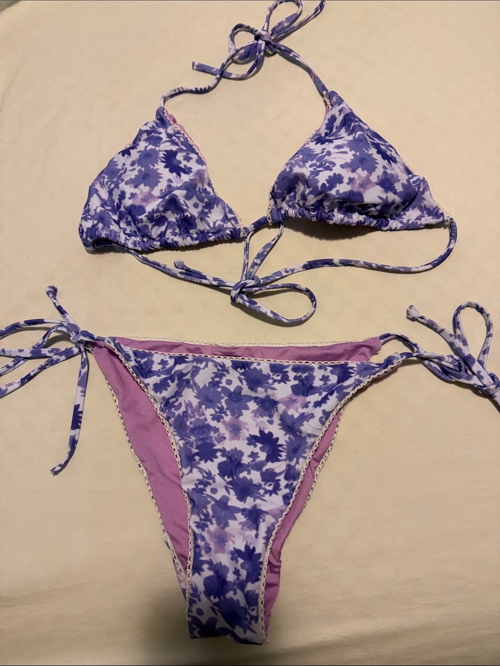 Like new 2 piece bikini white and purple